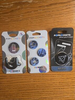 PopSocket Phone Grip & PopMount Bundle - Black & Blue Designs